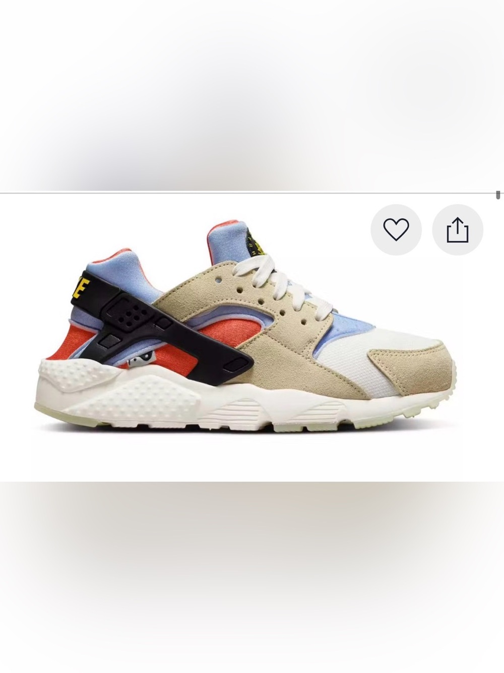 Nike Huarache Low Top Sneaker - “Ying-Yang” Beige/Red/Light Blue